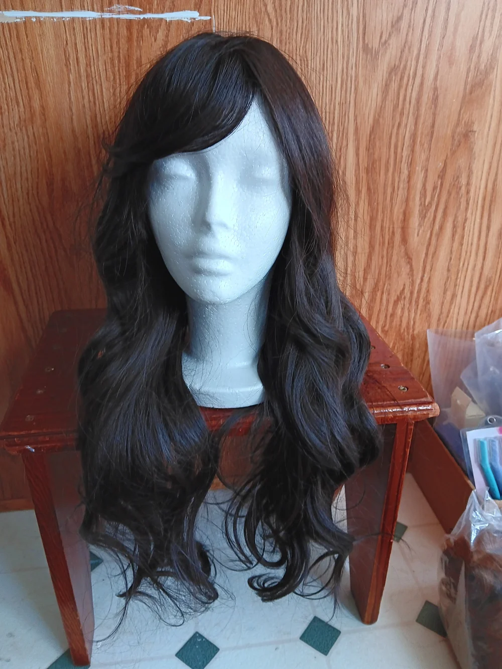 Natural Long Wavy Women's Wig - Dark Brown